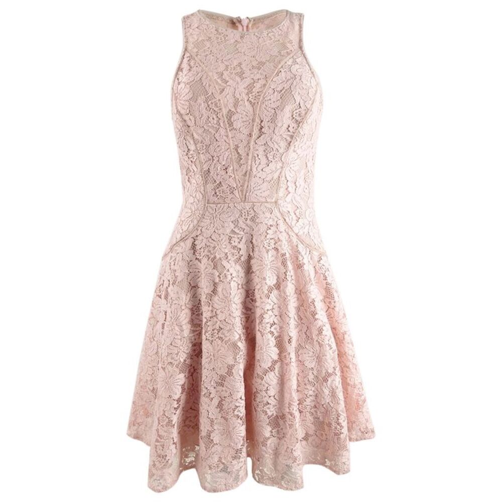 Avery G Women's Lace Illusion-Front Fit-and-Flare Dress - Blush